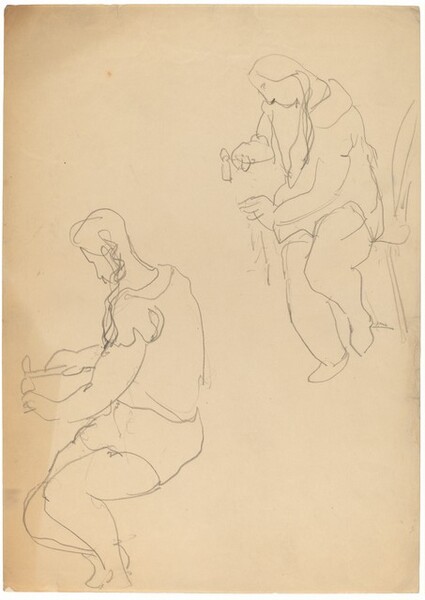 Studies of a Seated Figure Using a Hammer