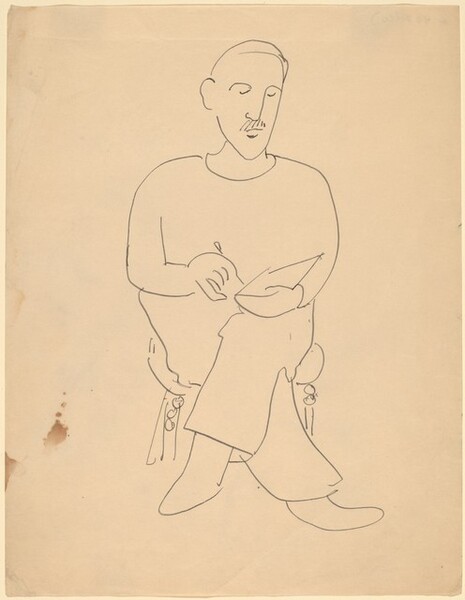 Man with Mustache, Seated with Legs Crossed, Writing