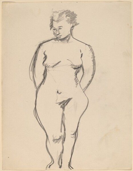 Frontal View of Standing Nude, Arms Behind