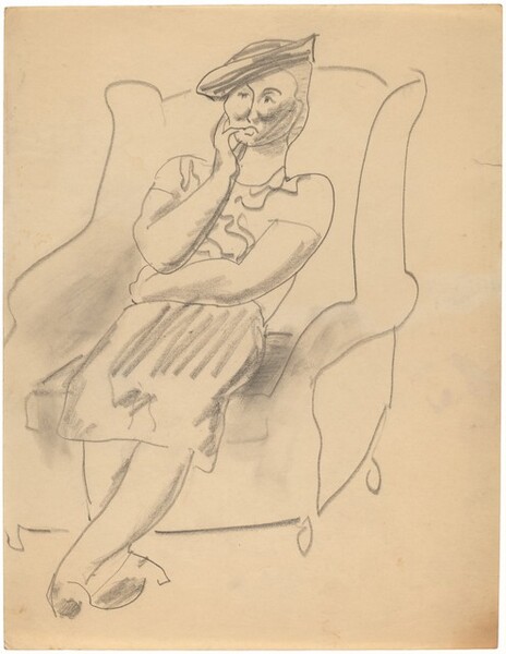 Seated Woman Wearing a Hat, Left Hand to Chin