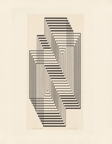 Josef Albers Ascension From Graphic Tectonic Mounted b/w Litho 1973 PlateSigned 