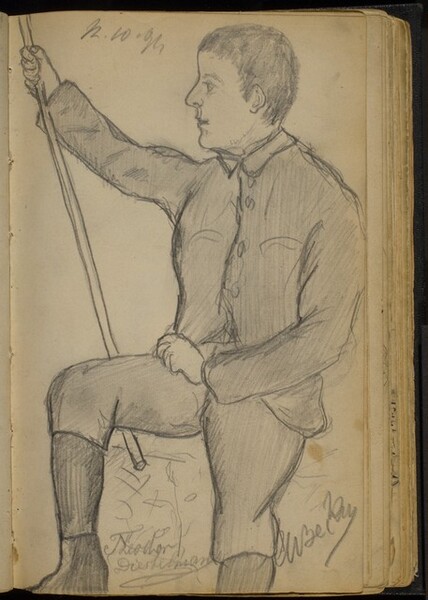 Young Man in Knickers Holding a Staff