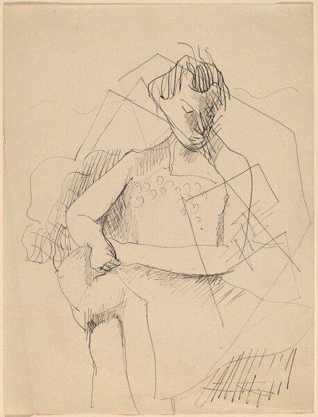 Study of Seated Woman with Cubist Design