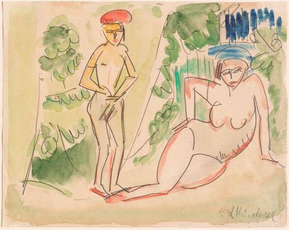 Two Bathers near the Woods