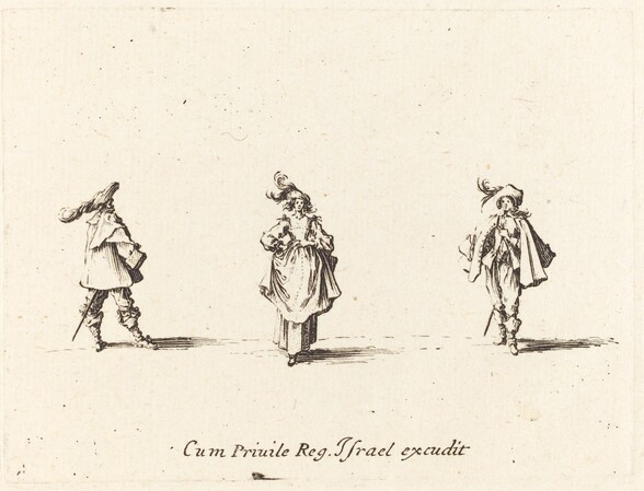 Lady with Plumes, and Two Gentlemen