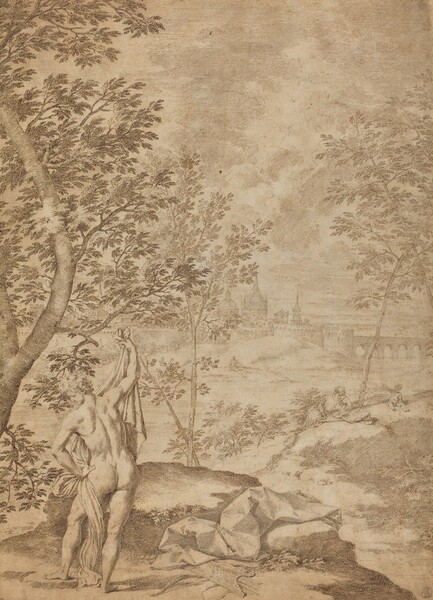 Apollo Standing in a River Landscape