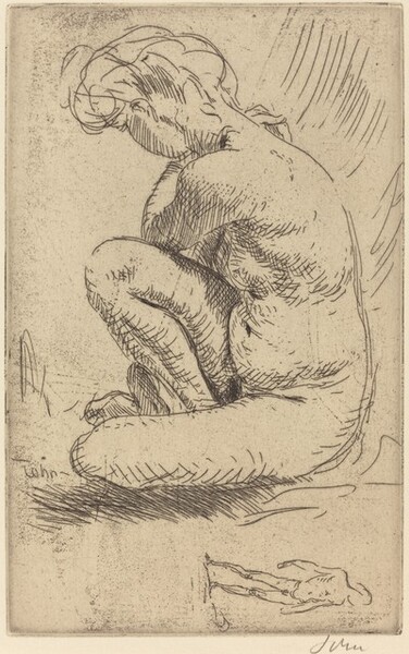 Nude Girl Seated, with One Knee Raised