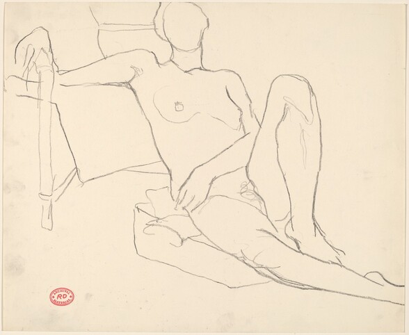 Untitled [female nude seated on a cushion]