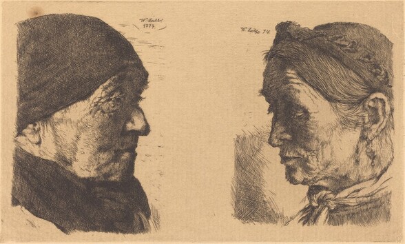 Portrait of an Old Peasant Woman, in Profile to the Right, and Peasant Woman with Closed Eyes