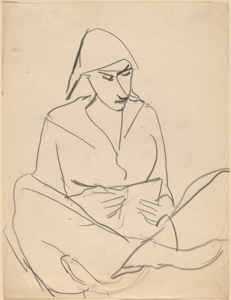 Woman Seated with Legs Crossed, Reading