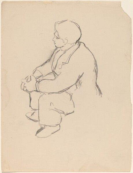 Seated man Seen from Above, Hands Folded