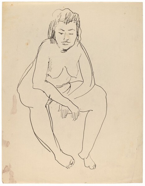 Seated Nude Woman Leaning Forward, Elbows on Knees