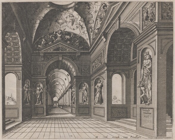 Interior of a Cross-Vaulted Hall Decorated with Grotesques