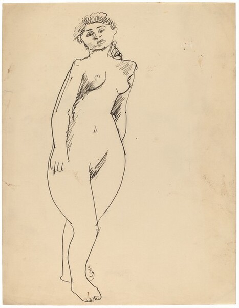 Standing Female Nude, Head Tilted Left