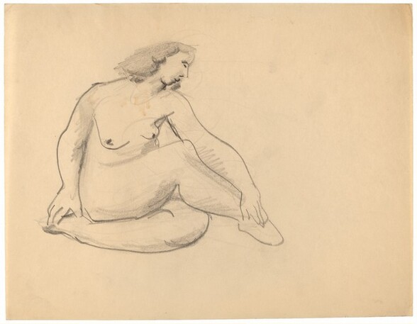 Seated Nude, Head Turned Right, Hands on Ankles