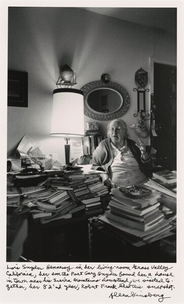 Lois Snyder Hennessy in her living-room Grass Valley California, her son the Poet Gary Snyder found her a house in town near his Sierra Mountains homestead, we visited together, her 82