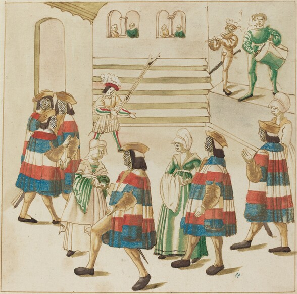 Men in Red, White and Blue Dancing with  Their Partners