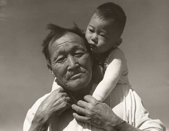 <p>Dorothea Lange, Grandfather and grandson of Japanese ancestry at a War Relocation Authority center, Manzanar, California, July 1942