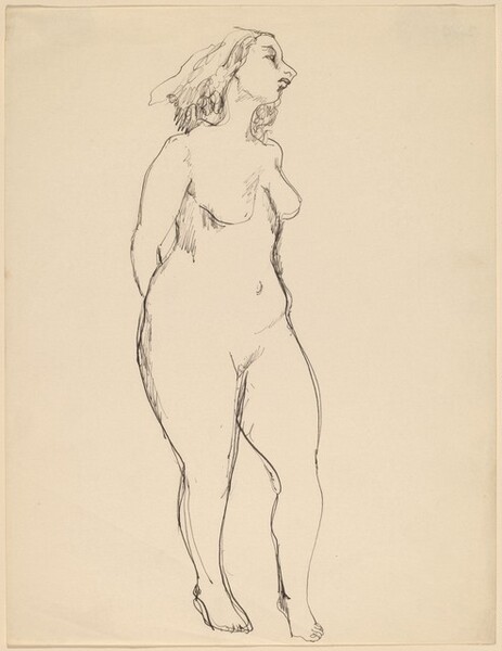 Standing Nude, Three-quarter View to the Right, Hands behind Back