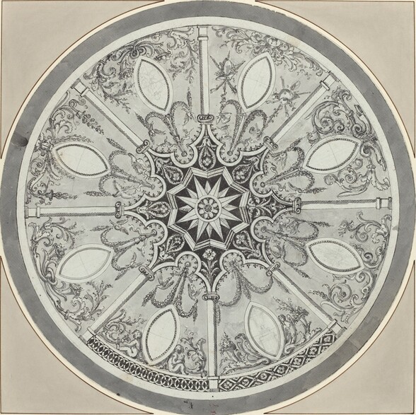 Design for an Inlaid Circular Table Top, with Alternatives