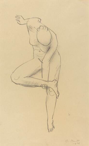 Nude Figure Standing and Holding Her Ankle