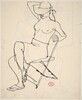Untitled [partially nude woman seated wearing a hat] [recto]