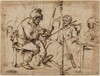 An Artist Seated at His Easel [recto]