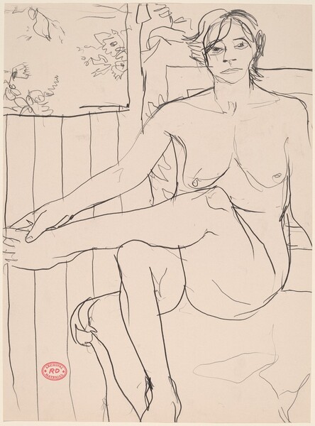 Untitled [seated nude crossing her leg and holding her left foot]