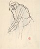 Untitled [seated woman leaning forward and reaching down] [verso]