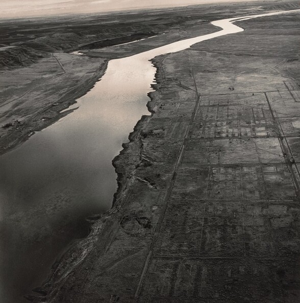 Old Hanford City Site and the Columbia River, Hanford Nuclear Reservation, near Richland, Washington