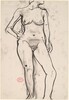 Untitled [standing female nude with right hand on hip] [recto]