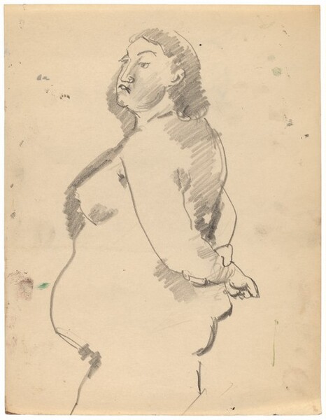 Standing Female Nude Facing Left, Hands Clasped Behind Back