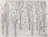 Untitled (Village Amidst Flowering and Other Trees, Mountains in Background)