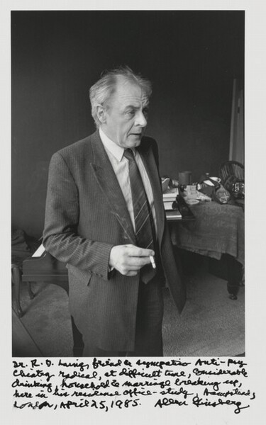 Dr. R.D. Laing, friend & sympatico anti-psychiatry radical, at difficult time, considerable drinking, household & marriage breaking up, here in his residence office-study, Hampstead, London, April 25, 1985.