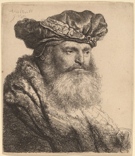 Bearded Man in a Velvet Cap with a Jewel Clasp