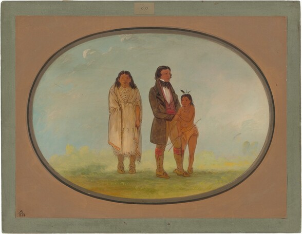 Kaskaskia Chief, His Mother, and Son