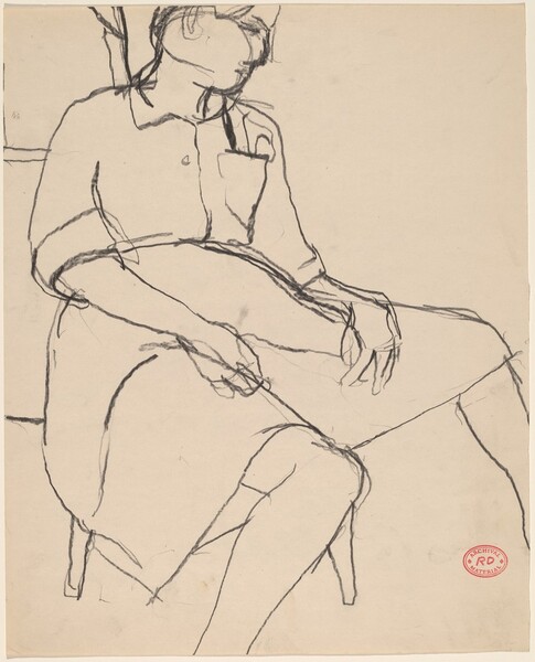 Untitled [woman in a dress seated with her hands in her lap]