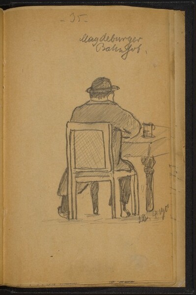 Man Seated at a Table seen from Behind