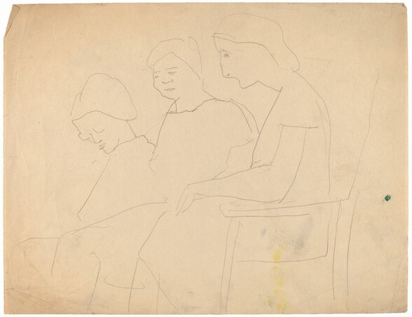 Three Women Seated on a Bench