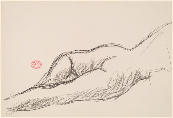 Untitled female nude in prone position buttocks and legs