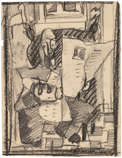Stylized Study of a Figure Reading a Newspaper