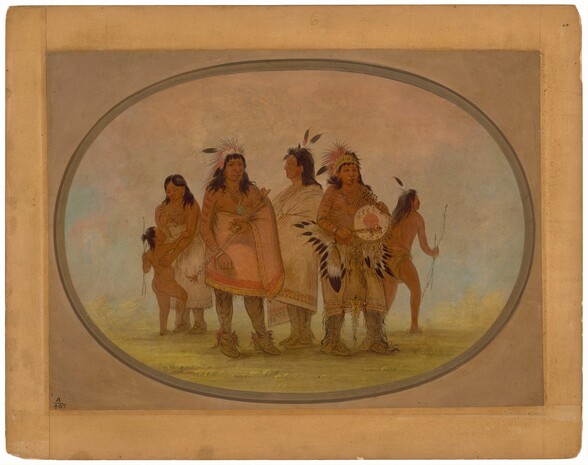 Two Sioux Chiefs, a Medicine Man, and a Woman with a Child
