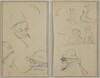 Three Studies of Men's Heads, One with Spectacles; Dogs, Children, and Two Bearded Men in Profile [verso]