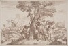 The Flight into Egypt with a Shepherd Watching from Behind a Tree