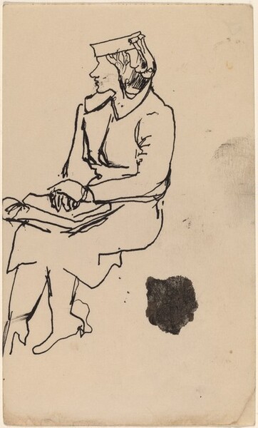Seated Woman in Profile with Hands Clasped in Lap