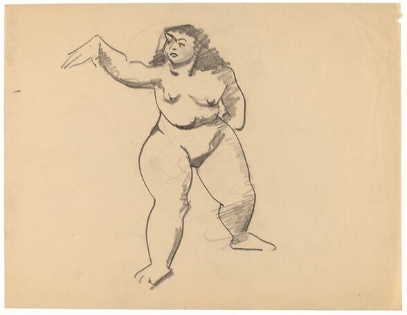Standing Female Nude Gesturing to the Left
