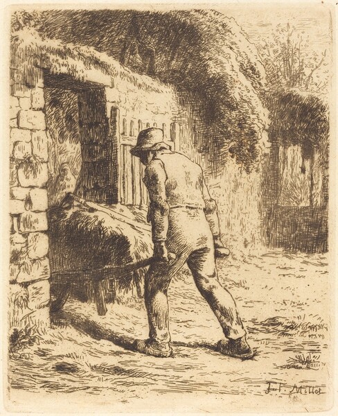 Man with Wheelbarrow (Le paysan rentrant du fumier)