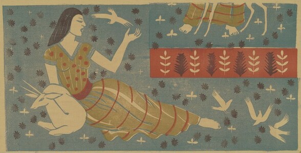 Reclining Woman with Goat and Doves