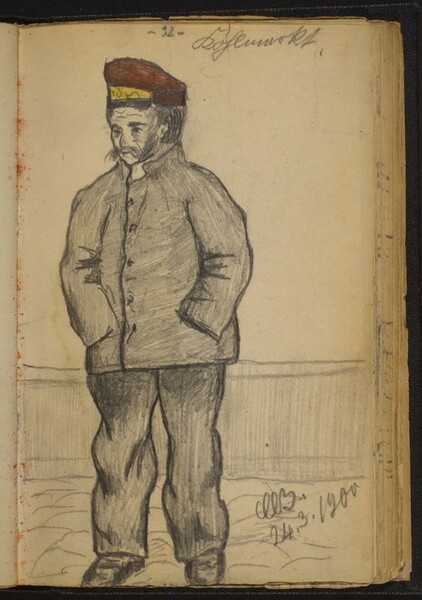 Standing Man in a Jacket and Red Hat