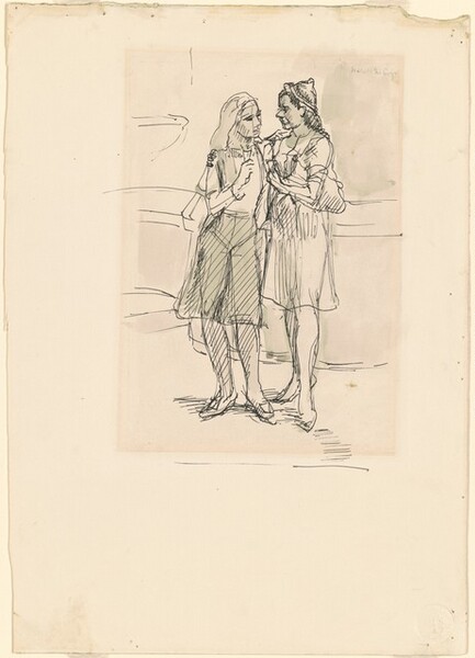 Study for Two Girls Outdoors [recto]